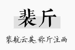 裴斤名字的寓意及含义