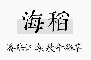 海稻名字的寓意及含义