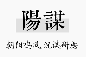 阳谋名字的寓意及含义