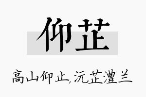 仰芷名字的寓意及含义