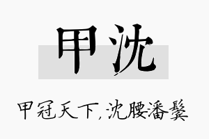 甲沈名字的寓意及含义