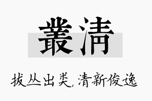 丛清名字的寓意及含义