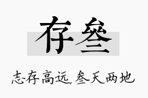 存叁名字的寓意及含义