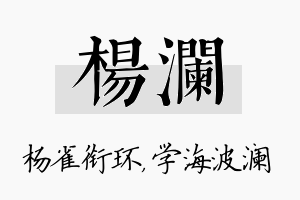 杨澜名字的寓意及含义