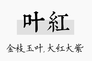 叶红名字的寓意及含义