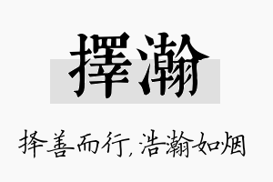 择瀚名字的寓意及含义