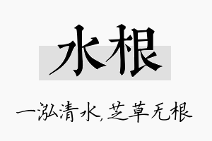 水根名字的寓意及含义