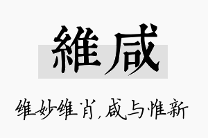 维咸名字的寓意及含义