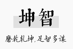 坤智名字的寓意及含义