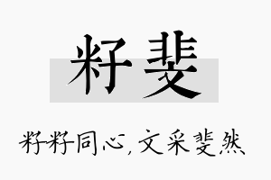 籽斐名字的寓意及含义