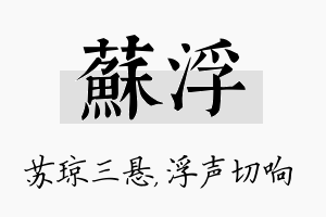 苏浮名字的寓意及含义