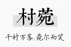 村菀名字的寓意及含义