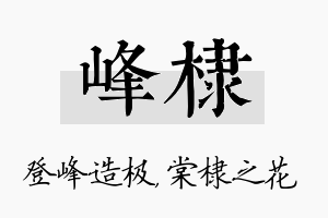 峰棣名字的寓意及含义