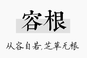 容根名字的寓意及含义