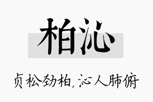 柏沁名字的寓意及含义