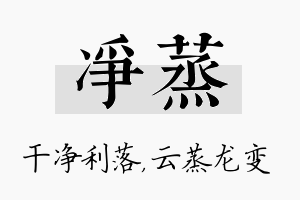 净蒸名字的寓意及含义