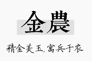 金农名字的寓意及含义