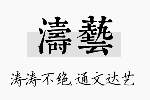 涛艺名字的寓意及含义