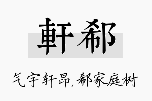 轩郗名字的寓意及含义