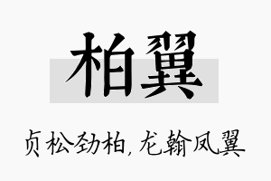 柏翼名字的寓意及含义