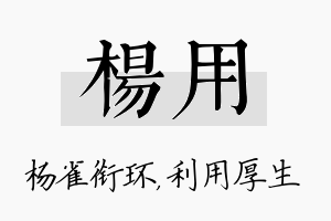 杨用名字的寓意及含义