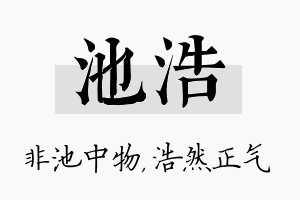 池浩名字的寓意及含义