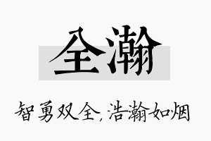 全瀚名字的寓意及含义