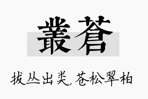 丛苍名字的寓意及含义