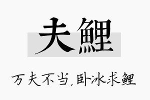 夫鲤名字的寓意及含义