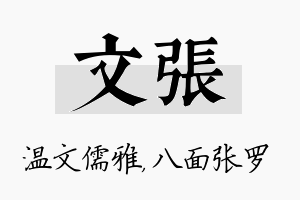 文张名字的寓意及含义