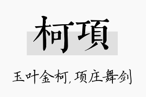 柯项名字的寓意及含义