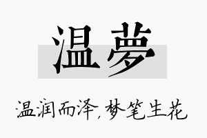 温梦名字的寓意及含义