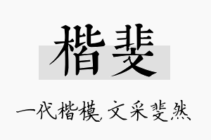 楷斐名字的寓意及含义