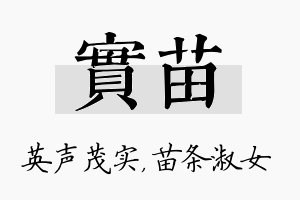 实苗名字的寓意及含义