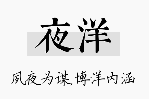 夜洋名字的寓意及含义