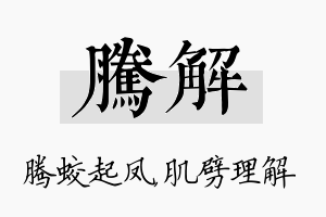 腾解名字的寓意及含义