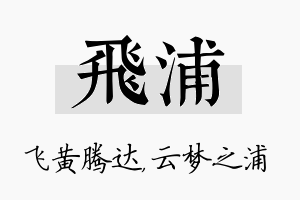 飞浦名字的寓意及含义