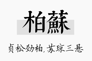 柏苏名字的寓意及含义