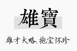 雄宝名字的寓意及含义