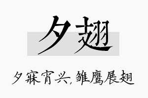 夕翅名字的寓意及含义