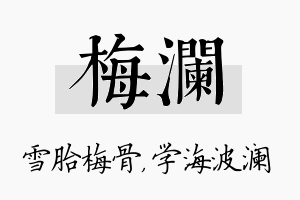 梅澜名字的寓意及含义