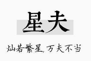 星夫名字的寓意及含义