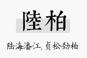 陆柏名字的寓意及含义