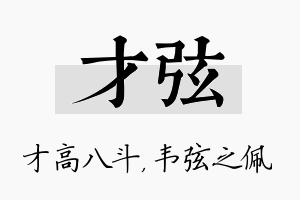 才弦名字的寓意及含义