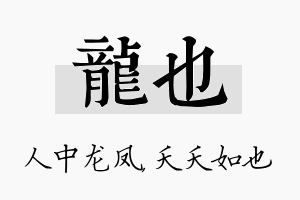 龙也名字的寓意及含义