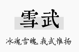 雪武名字的寓意及含义