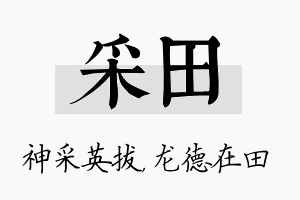 采田名字的寓意及含义