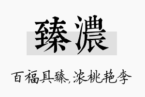 臻浓名字的寓意及含义