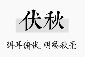 伏秋名字的寓意及含义