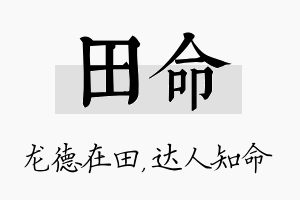 田命名字的寓意及含义